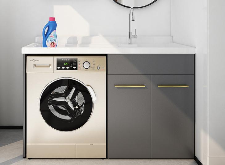 高端灰色鋁合金洗衣柜效果圖片，組合洗衣柜廠家定制