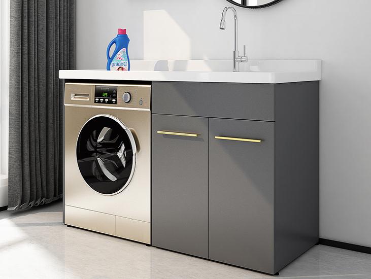 高端灰色鋁合金洗衣柜效果圖片，組合洗衣柜廠家定制